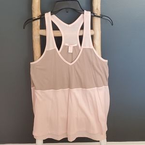 Victoria's Secret pink & beige sleeveless top Color-blocked V-neck & mesh Medium